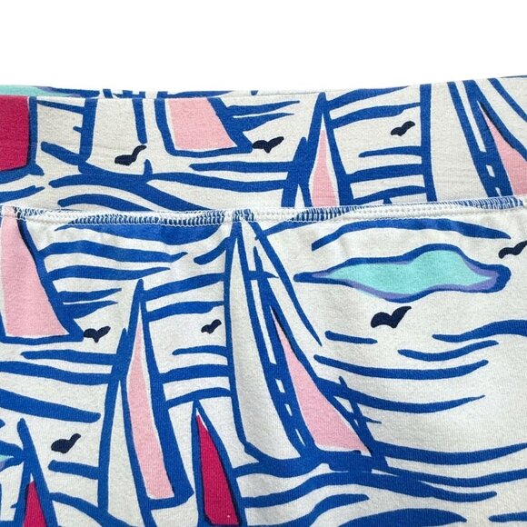 TALBOTS Skort Sailboats Skirt Medium Petite Blue White Preppy Golf Beach Pull On - Picture 2 of 8